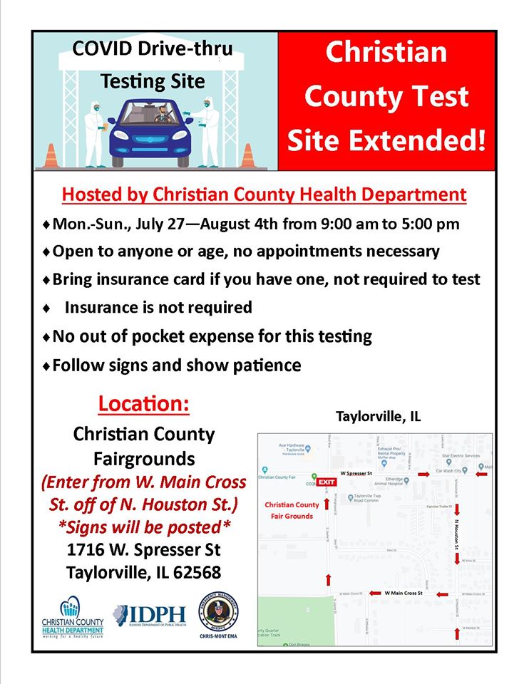 Idph Christian County Health Department Extending Testing At Fairgrounds Thru Tuesday